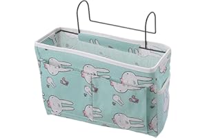 HNJKJEU Bett Organizer Bett Tasche mit Darhthaken Hängetasche Hochbett Aufbewahrungstasche für Buch, Magazin, Handy, Kopfhörer Bett Aufbewahrung (Musikalisches Kaninchen)