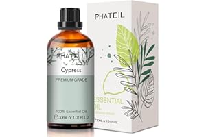 PHATOIL Olejek Eteryczny Cyprysu 30ML, Olejki Eteryczne do Dyfuzora, Olejek Cyprys Czysty Naturalny do Nawilżaczy Aromaterapeutycznych DIY Świece