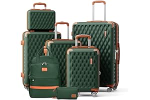 Melalenia 7 PCS Juego de Maletas, ABS Set de Trolley Viaje Rígidas(30/46/53/63/73cm), Ultrasligeras Maleta de Mano, 4 Ruedas Dobles Giratorias y Cerradura TSA Incluye Bolsa, Neceser y Mochila