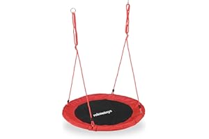‎RELAXDAYS Relaxdays Nest Swing For Children and Adults, Round, Adjustable, Diameter: 90 cm, Disc Swing, Up To 100 kg, Various Colours, red