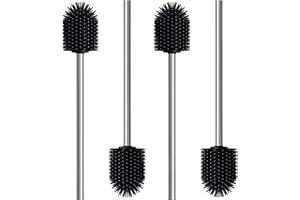 Nirox Juego de 4 Escobillas de Silicona para el Inodoro - Escobillas de baño con 7.7 cm de diámetro - Escobilla de Limpieza de WC con Mango de Acero Fino - Cepillos de diseño Elegante y con Clase
