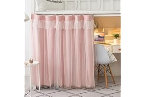 Treer Students Dormitory Bunk Bed Curtain, Blackout Bed Curtains Dustproof Mosquito Bed Canopy Moveable Curtain Shading Nets for Single Bed Bottom and Top (1.5x2M,Pink)