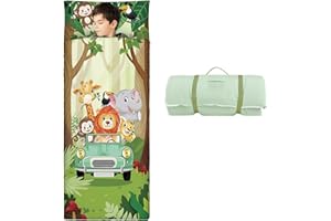 DECALSWEET Sac de Couchage Chaud pour Enfants avec Oreiller Amovible, Tapis de Sieste Pliable pour Filles et Garçons, Couverture de Sieste avec Double Fermeture Eclair pour Camping Ecole Garderie