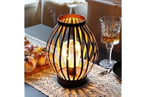 JHY DESIGN Lampada decorativa a gabbia in metallo, alta 22,1 cm, alimentata a batteria, luce bianca calda, con lampadina a LED Edison, ideale per matrimoni, feste, patio, interni ed esterni
