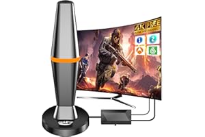 DGUPSP Antena TV Interior 2025,Freeview Antena HDTV Digital con Amplificador y 3M Cable Coaxial para Canales Locales,260km señal de Rango de Televisión Libre,Compatible con HD 4K 1080P-(VHF/UHF/DVB-T/DVB-T2)
