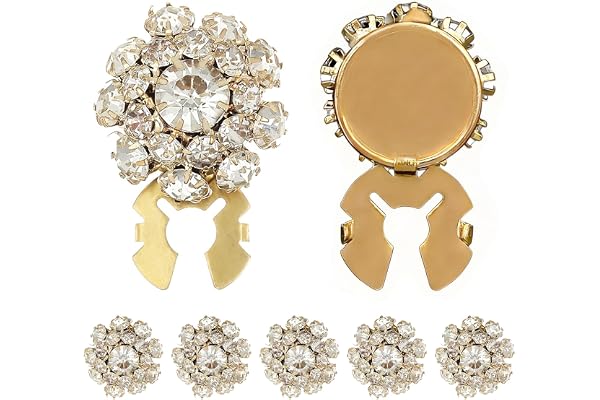 LIULINY 5 st knappskydd med strass, avtagbara knappsmycken för dam med klämma, guld knappsmycken, dekorativa knappskydd med klämma för klänning, manschetter, skjorta, DIY, bröllopsdekoration