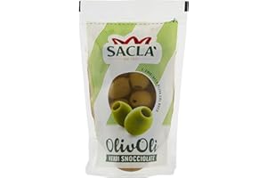 Saclà, OlivOlì, Olive Verdi Denocciolate, Ideali per Aperitivo, Insalate e per Arricchire i Tuoi Piatti, Busta, 185g (85g sgocciolato), Confezione da 24 pezzi