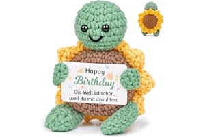 AUGESAK Geburtstagsgeschenk für Frauen Männer, Positive Geschenke Pocket Hug Schildkröte Glücksbringer, Mutmacher Geschenk Gestrickte Schildkröte, Geburtstagsgeschenk für Freundin Familie Kollegen Freunde