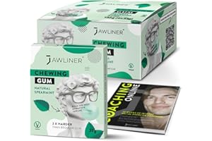 JAWLINER Kaugummi Jawline Trainer - Kiefertrainer - jawline mewing gum - 2x härter als normales Kaugummi -hard chewing gum Pfefferminzgeschmack 130g (48 Streifen)