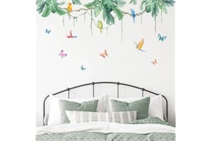 Tanlaby Hojas Tropicales Pegatinas de Pared, Plantas Verdes Colgando Vinilo Pared, Removible Vinilos Decorativos de Pared CalcomaníAs Para Sala De Estar Dormitorio Tv Fondo