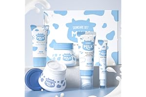 LAIKOU Zestaw do pielęgnacji skóry, zestawy upominkowe Milk Beauty dla nastolatek z płynem do demakijażu, krem ​​na dzień, krem ​​na noc, krem ​​pod oczy, filtr przeciwsłoneczny 5szt