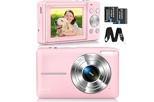CAMKORY Cámara de Fotos Digital FHD 1080P 44MP Cámara compacta 16X Zoom Digital Cámara Digital Cámara Digital Pequeña Fácil de Usar Selfie con 2 Baterías para Niños Principiantes Niñas