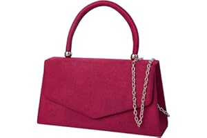 MINICLOSS Bolso de mano de ante para mujer, bolso de mano de ante sintético, ideal para fiestas, bodas, eventos, (tamaño único)