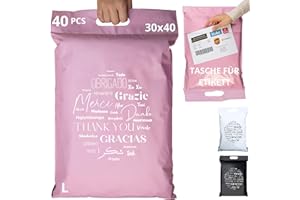 ‎EMBALLAX 40 Versandtaschen MIT VERSANDSCHEIN - L 30x40cm - 100% UNDURCHSICHTIG/WIDERSTANDSFÄHIG - Versandtüten für Kleidung - Warensendung Umschlag für Kartons - Versandbeutel mit Griff - Versandtasche
