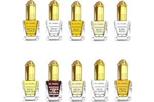 El Nabil Lot de parfums de qualité supérieure pour femme - 10 x 5 ml d'huile de parfum (TOP 10 MIX) - Parfum arabe pour femme - Parfum oriental
