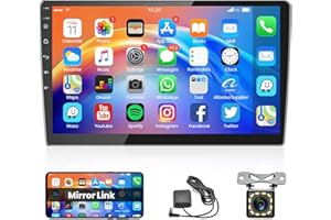 RIMOODY Autoradio 2 Din mit GPS Navi WiFi Freisprecheinrichtung 10 Zoll Doppel mit IOS/Android Mirror Link Bluetooth FM/RDS USB/ASP/AUX/TF/EQ Lenkradsteuerung + Rückfahrkamera