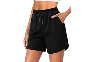Jahetuul Women's Running Shorts High Waist Gym Athletic Sweat Shorts Ladies with Pockets for Jogging Hiking Sports Sommer Activewear