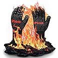 SPGOOD Guanti Barbecue,Guanti BBQ Resistenza al Calore Fino a 800°C,Guanti da Forno in Silicone Antiscivolo, Camino, Cottura 
