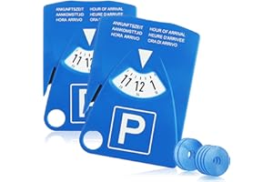com-four® 2X Disque de stationnement avec Porte-Ticket de stationnement, Coupe-Ceinture de sécurité et jetons de Caddie - parcomètre en Plastique (2 pièces - Disque avec copeaux et Cutter)