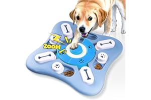 MEKEET Interactive Dog Puzzle Toys, Dog Puzzle Feeder with Squeaker, Treat Dispenser Slow Feeder Bowl for Mental Enrichment, IQ Training & Anxiety Relief (Blue)