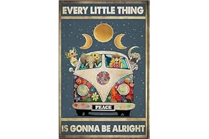 Nayyana Poster vintage hippie « Eevery Little Thing Is Gonna Be Alright » - Poster vintage - Art mural motivant - Cadeau d'encouragement - Décoration murale à la maison ou au bureau