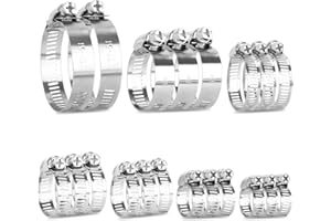 Sinofort Hose Clips Set 6-51mm Stainless Steel Jubilee Clips Assorted 20 Pcs Hose Clamp Stainless Steel Pipe Clamp Water Pipe Clips 7 Sizes Hose Clips Assorted Adjustable Jubilee Clip