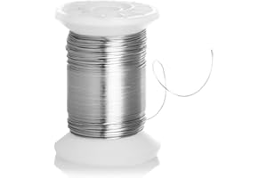 COM-FOUR® Filo in acciaio inox per artigianato e modellismo 45m - filo per composizioni floreali - filo in color argento per fai da te Ø 0,36 mm