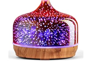 Porseme Umidificatore di aromi, 500 ml, 3D, a ultrasuoni, umidificatore silenzioso con 7 LED che cambiano colore, con timer, decorazione per casa, yoga SPA (oro rosa)