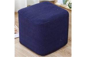 AQIGR Square Ottoman Slipcover Footstool Protector Covers Stool Ottoman Covers Stretch with Elastic Bottom, Feature Textured Checked Fabric Machine Washable (Color : #5, Size : 45x45cm)
