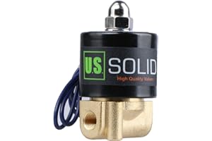 U.S. Solid 12V DC 1/8" G Válvula de solenoide eléctrica Latón Normalmente Cerrado Solenoid Valve Impulsado Directamente para Agua Aire NBR Material del sello