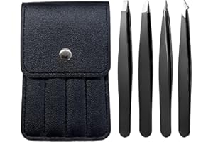 liuchanghe Pinzette Sopracciglia Professionali, Pinzetta Sopracciglia in Acciaio Inossidabile per Rimozione Punti neri per Uomini e Donne (Nero)