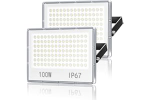 YIQIBRO Focos de LED Exterior Proyector LED 100W 10000LM - 7000K Foco LED Blanco Super Brillante Foco Proyector LED , IP67 Impermeable Proyector LED Exterior Foco Exterior para Jardin Patio Garaje (2 Piezas)