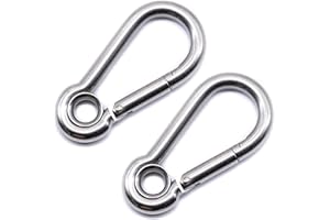 J Clarke Marine Pack of 2 - Carabiner snap hook with eyelet 316 A4 stainless steel 50mm, 60mm, 70mm, 80mm, 100, 120mm, 140mm