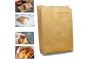 GRUPO DARIK Bolsa kraft para alimentacion varios tamaños y cantidades (250, 27x17 cm)