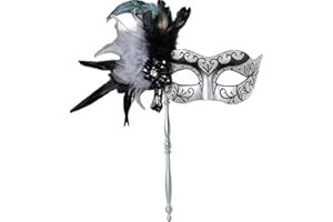 MYSEUNI Máscara veneciana de Mardi Gras con palo, para baile de máscaras para mujer, accesorio de disfraz