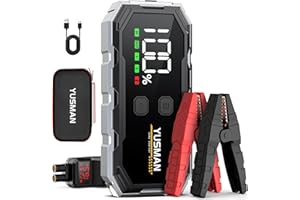 YUSMAN Starthilfe Powerbank für PKW | 5000A 12V Autobatterie Booster für 8L Benzin oder 6L Diesel mit LCD-Display & 4 LED-Leuchtmodi – Ideal für SUV, Motorräder, Rasenmäher