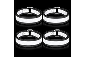 Geosar 4 Stück Reflektierende Knöchel Bein Hosen Radfahren Fahrrad Hosenclips Riemen Hosen Bänder Motor Reflektierenden Hosenbänder für Radfahrer Laufen Joggen Zubehör, 0,79 x 15,75 Zoll, Schwarz