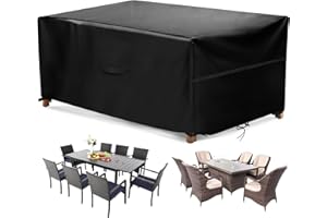 GARPROVM Copertura per Mobili da Giardino da Esterno, Tessuto Oxford 600D Addensato e Rivestimento in PU Impermeabile, Copertura Tavolo da Giardino Rettangolare Anti-ultravioletto (180X120X74CM)