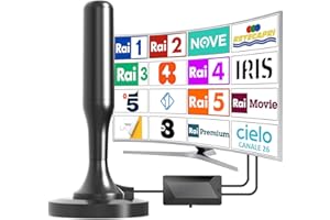 DTB TECH Antenna TV, Antenna TV Interna HDTV Digitale 420KM+ Miglia Amplificata con Amplificatore di Segnale Support 4K HD/VHF/UHF per Home Smart Televisione/Radio supporta smart TV 4K HD/1080P ALL TV