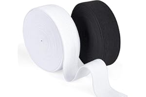 Agoer Elastico largo 20 mm bianco nero – 2 pezzi 12 metri (13 iardi), elastico per cucito, nastro elastico per la casa, fai da te (20 mm)