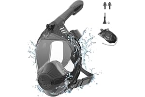 Nigecue Maska do nurkowania dla dorosłych 180° Pełnotwarzowa maska do snorkelingu z antymgielną powłoką HD, odpowiednia dla młodzieży i dorosłych, rozmiar: L/XL