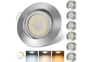 ‎CLOKSH cloksh LED Einbaustrahler 230V Dimmbar LED Spots 6W IP44 Bad Einbauleuchten Schwenkbar Deckenspots,Warmweiß 3000K Neutralweiß 4000K Kaltweiß 6000K Einbauspots für Badezimmer Küche Wohnzimmer