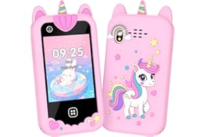 UCANI Kids Smart Phone Toys, 4 5 6 7 8 Year Old Boys Girls Christmas Birthday Gifts for Kids, Phones Toys with Dual Camera, Games, Music Touchscreen Toddler Learning Toys, Travel Toy, 8G SD Card Pink