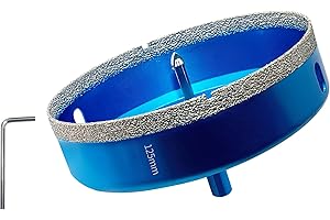 Teronbeta Punte per Trapano Diamantate 125mm con Punte Guida di Centraggio, professionale Vacuum Brasato Sega a Tazza Diamantata per piastrelle, porcellana, vetro, marmo e ceramica