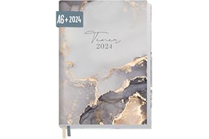 ‎HÄFFT Chäff-Timer Mini Kalender 2024 A6+ [Grey Marble] mit 1 Woche auf 2 Seiten | Terminplaner, Wochenkalender, Organizer, Terminkalender mit Wochenplaner | nachhaltig & klimaneutral