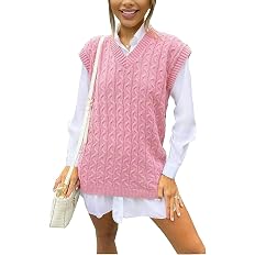 Shulaa Women's Cable Knitted V Neck 