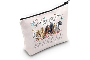 LEVLO Borsa per trucco cosmetico a forma di cavallo regalo per amante dei cavalli, Dio dice che sei unico speciale bella scelta trucco con cerniera sacchetto per donne e ragazze, Dio dice Cavallo