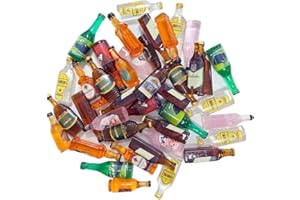 Borsgye 40 PCS Miniature Beer Bottles Mini Resin Wine Drinks Glass Model Mixed Wine Resin Sets Simulation Instant Pretend Model Scene Resin Charms for Handcraft Scrapbook Phone Case Decor - Random 2
