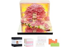 AISCHENS Calendrier 3D 2026,Sculpture sur Papier Unique pour Décor de Bureau,Calendrier Horloge 3D avec Bloc-notes à Feuilles Détachables,Éclairage LED & Boîtier en Acrylique,calendrier de Bureau