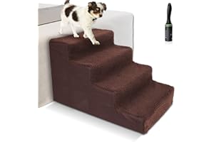 Myiosus Hundetreppe 4 Stufen, 40cm Hoch Haustiertreppe für Kleine Hunde, Abnehmbare & Waschbare Stoffbezug, Hundetreppen für Sofa Bett, Dog Steps mit Fusselrollen